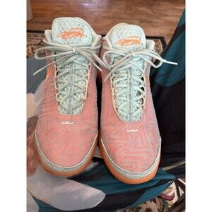 Nike Orange Light Blue Geometric Mid Top Basketball Sneakers Athletic Shoes